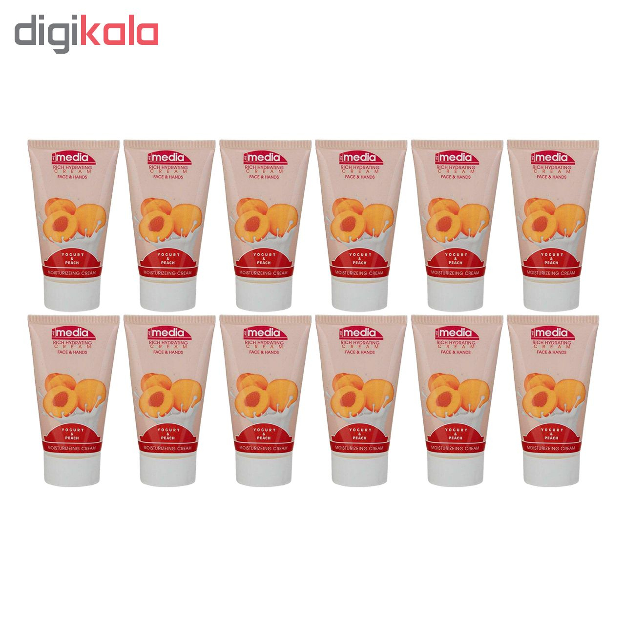 کرم مرطوب کننده مدیا مدل Yogurt & Peach حجم 200 میلی لیتر مجموعه 12 عددی