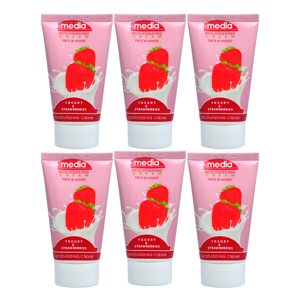 کرم مرطوب کننده مدیا مدل YUGURT & STRAWBERRIES حجم 75 میلی لیتر مجموعه 6 عددی