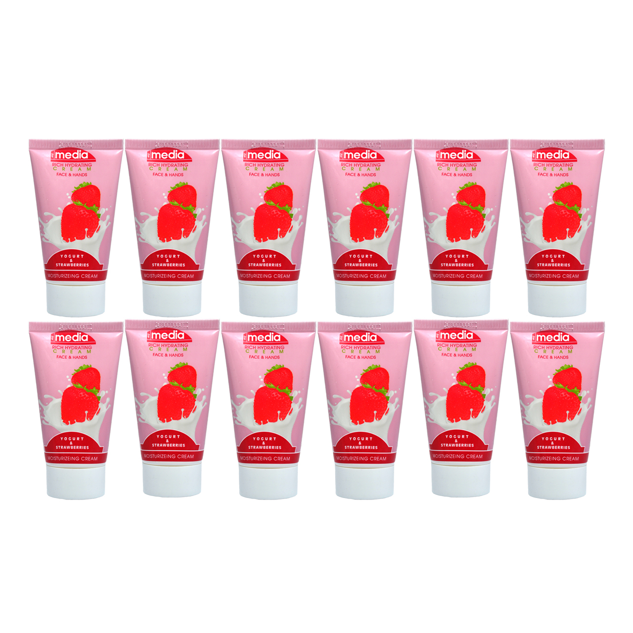 کرم مرطوب کننده مدیا مدل YUGURT & STRAWBERRIES حجم 75 میلی لیتر مجموعه 12 عددی