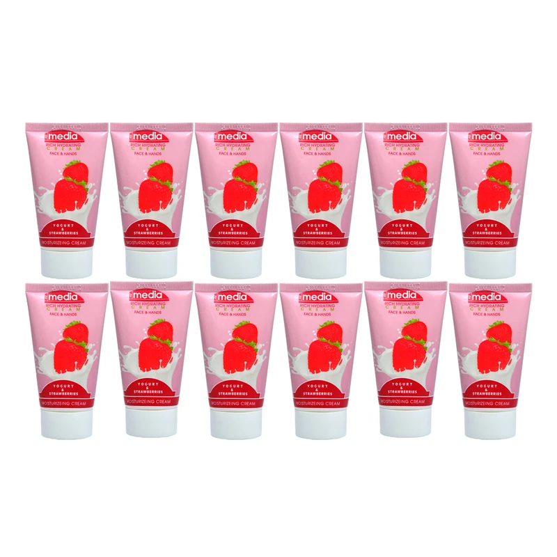 کرم مرطوب کننده مدیا مدل YUGURT & STRAWBERRIES حجم 75 میلی لیتر مجموعه 12 عددی