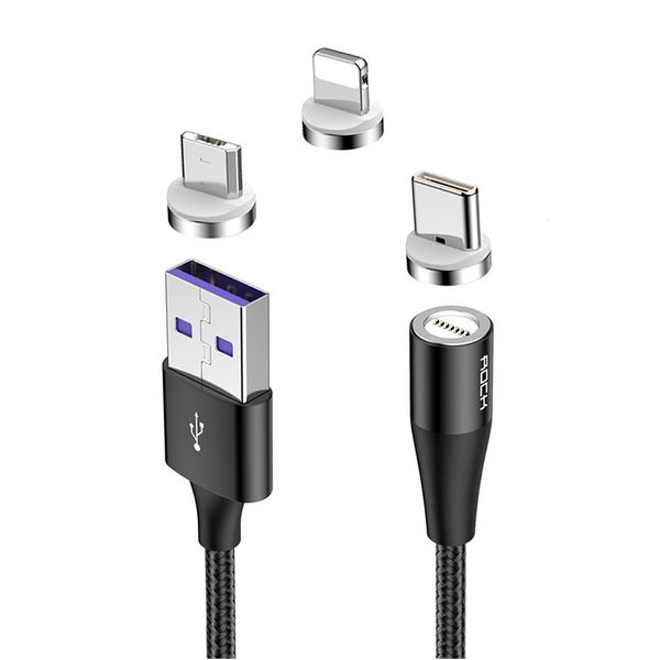 کابل تبدیل USB به لایتنینگ / USB-C / microUSB راک مدل G1 طول 1 متر کابل تبدیل USB به لایتنینگ / USB-C / microUSB راک مدل G1 طول 1 متر