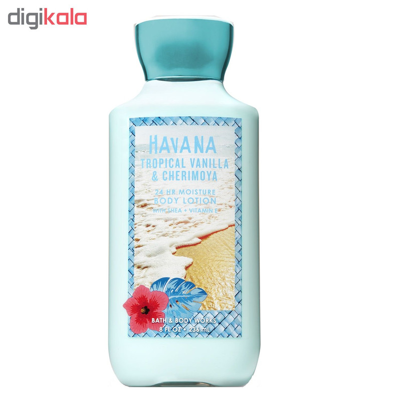 لوسیون بدن بس اند بادی ورکز مدل HAVANA TROPICAL VANILLA & CHERIMOYA حجم 236 میلی لیتر