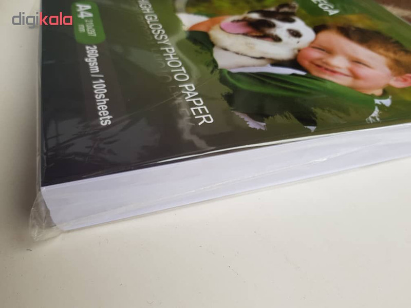 کاغذ چاپ عکس گلاسه مگا مدل PHG-260 سایز A4 بسته ۱۰۰ عددی