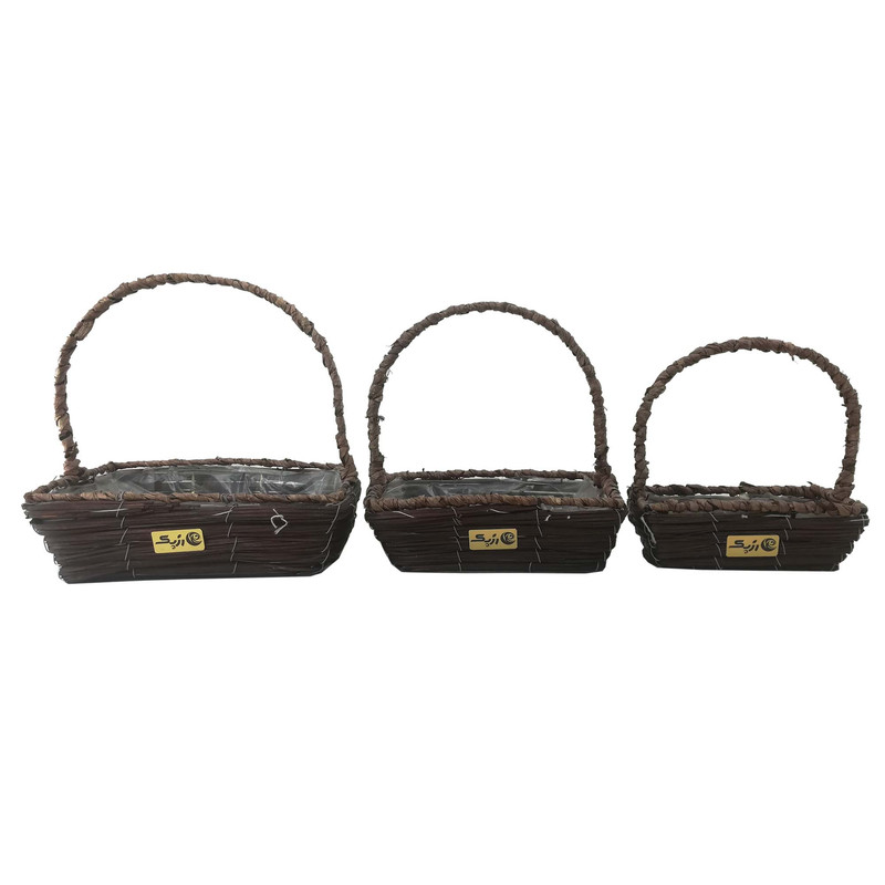 سبد حصیر بافی رزپک کد Gh916 مجموعه 3 عددی