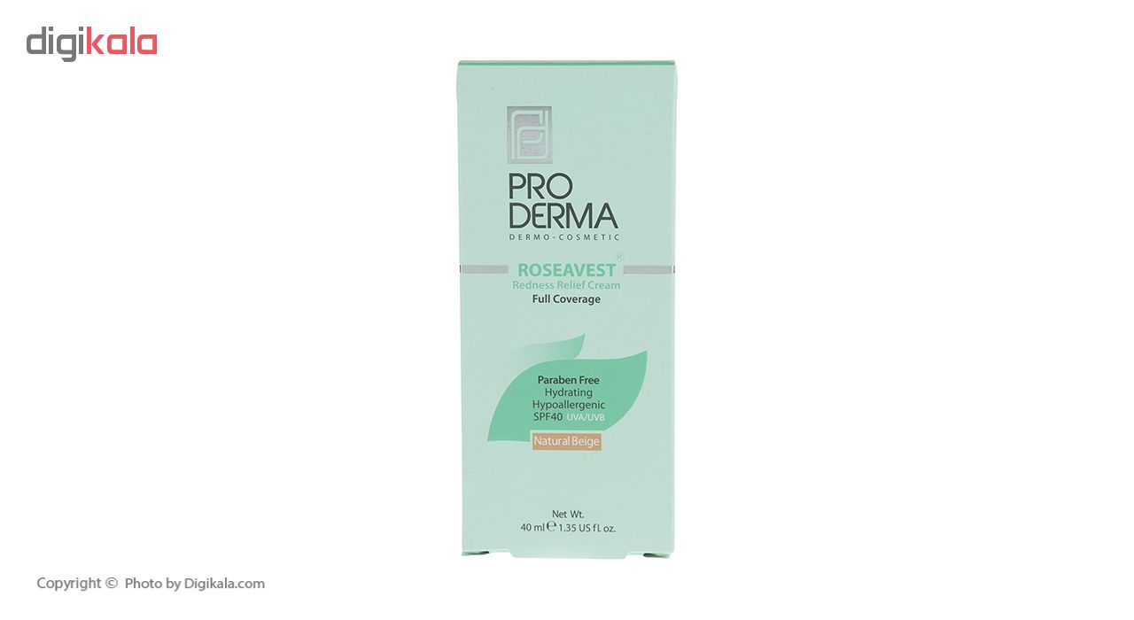 کرم پوشاننده رنگی پرودرما سری Roseavest مدل Natural Beige حجم ۴۰ میلی لیتر
