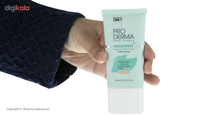 عکس شماره 5 : کرم پوشاننده رنگی پرودرما سری roseavest مدل natural beige حجم ۴۰ میلی لیتر