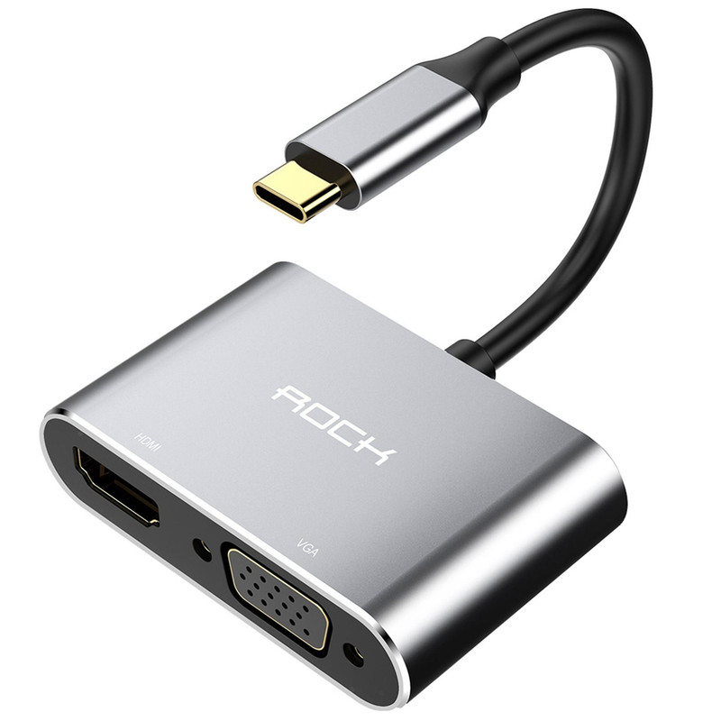 مبدل USB-C به HDMI/VGA راک مدل RCB0689