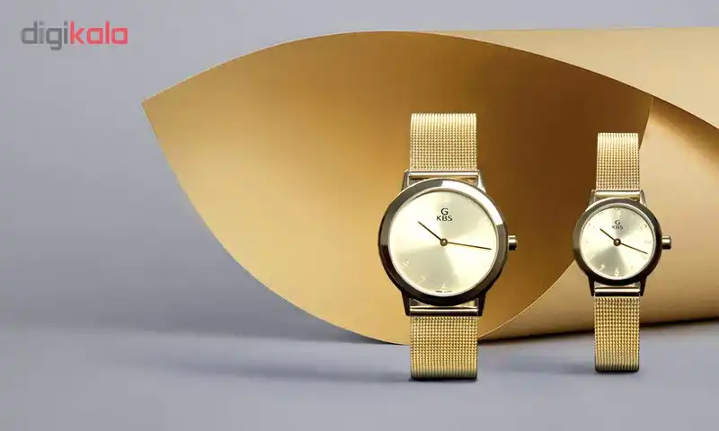 ست ساعت مچی عقربه ای زنانه و مردانه جی کی بی اس کد SN-2535-GG
