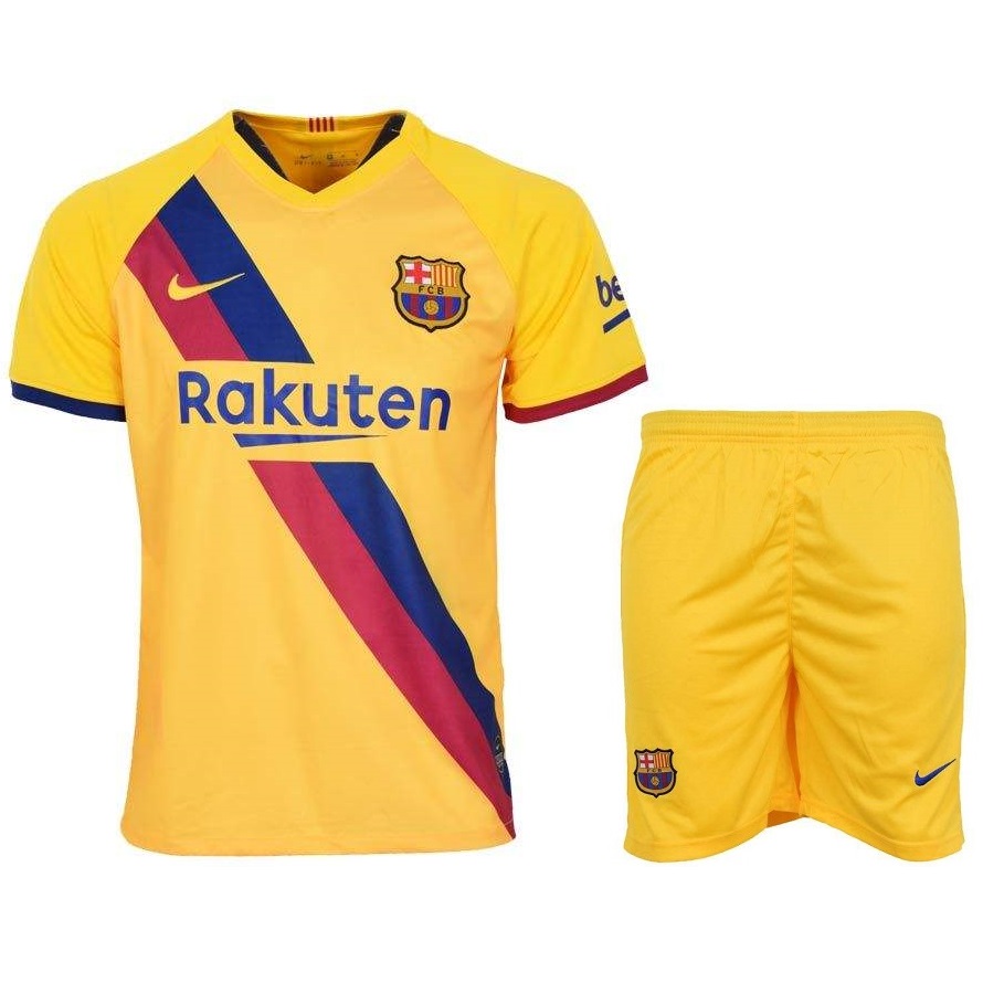 ست پیراهن و شورت ورزشی طرح بارسلونا مدل 20-2019 کد 2-pst رنگ زرد 