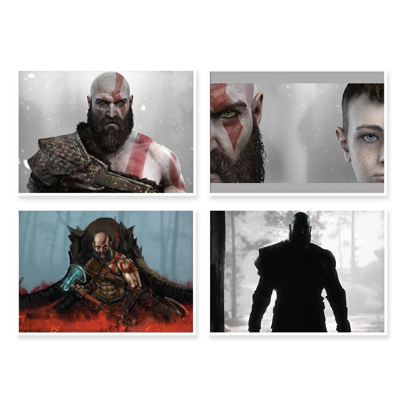پوستر طرح God Of War 4 کد A-1449 مجموعه 4 عددی