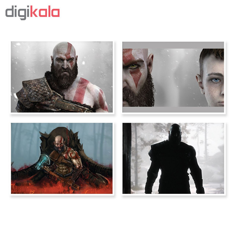 پوستر طرح God Of War 4 کد A-1449 مجموعه 4 عددی