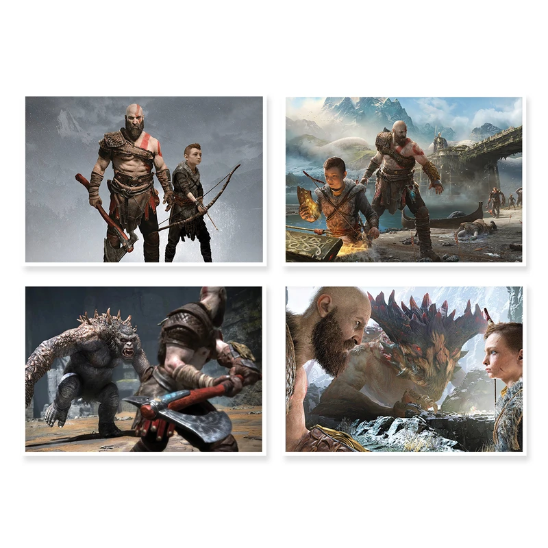 پوستر طرح God Of War 4 کد A-1451 مجموعه 4 عددی
