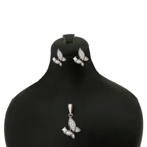 نیم ست نقره زنانه طرح پروانه کد P219
