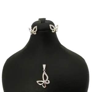 نیم ست نقره زنانه طرح پروانه کد P217