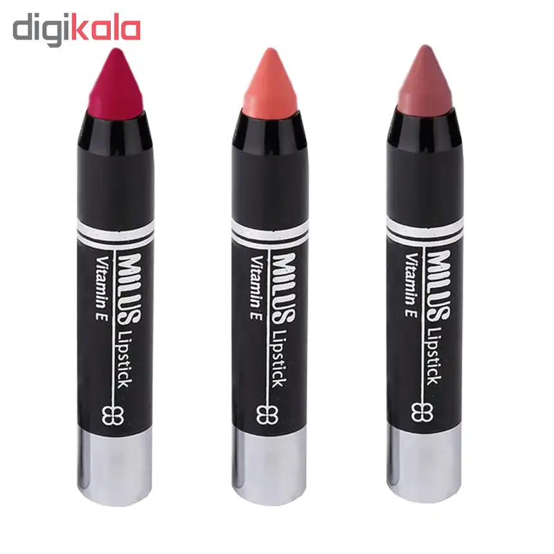 رژ لب مدادی میلوس کد MI1 مجموعه ۳ عددی