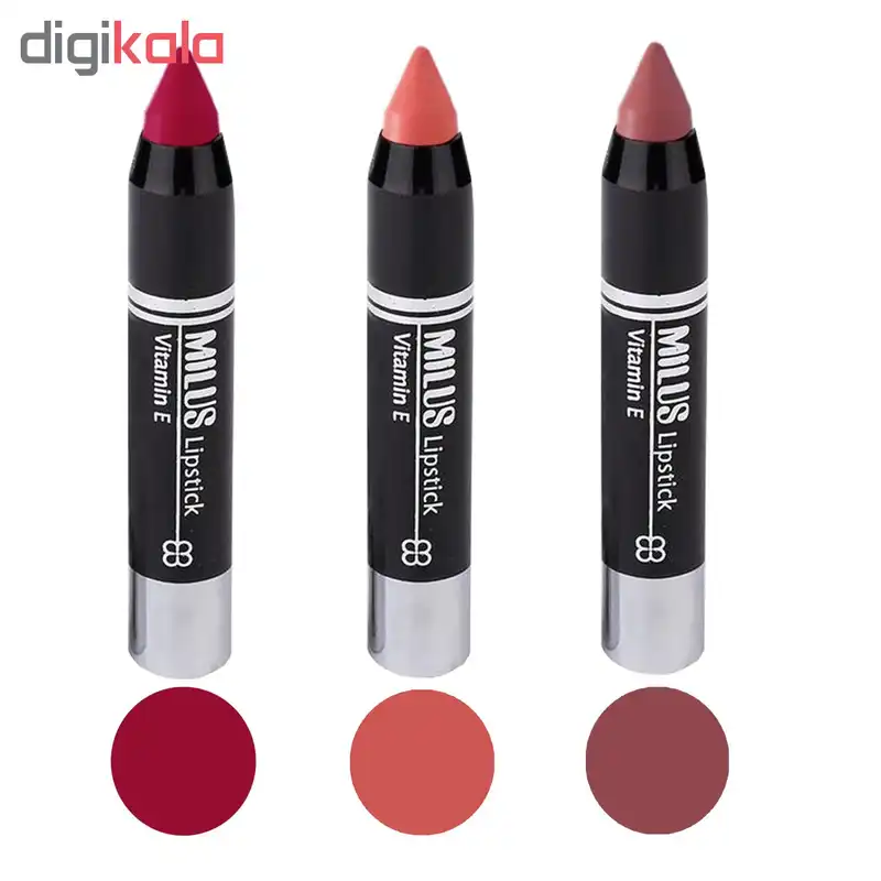 رژ لب مدادی میلوس کد MI1 مجموعه ۳ عددی