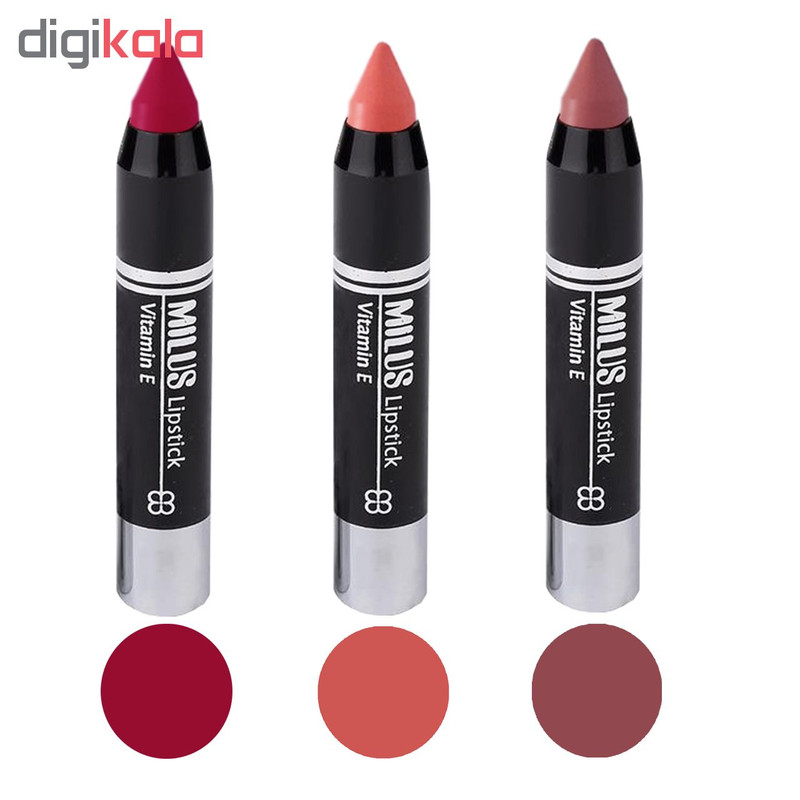 رژ لب مدادی میلوس کد MI1 مجموعه ۳ عددی