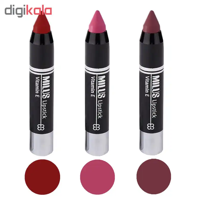 رژ لب مدادی میلوس کد MI2 مجموعه ۳ عددی