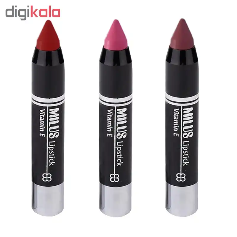 رژ لب مدادی میلوس کد MI2 مجموعه ۳ عددی