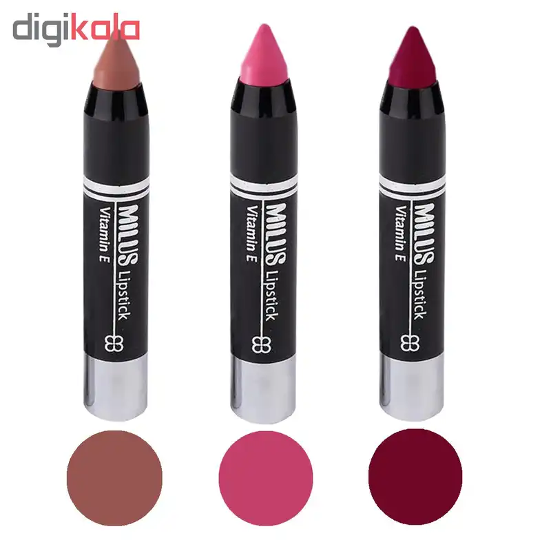 رژ لب مدادی میلوس کد MI3 مجموعه ۳ عددی