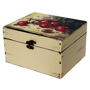 جعبه هدیه چوبی طرح انار کد 02