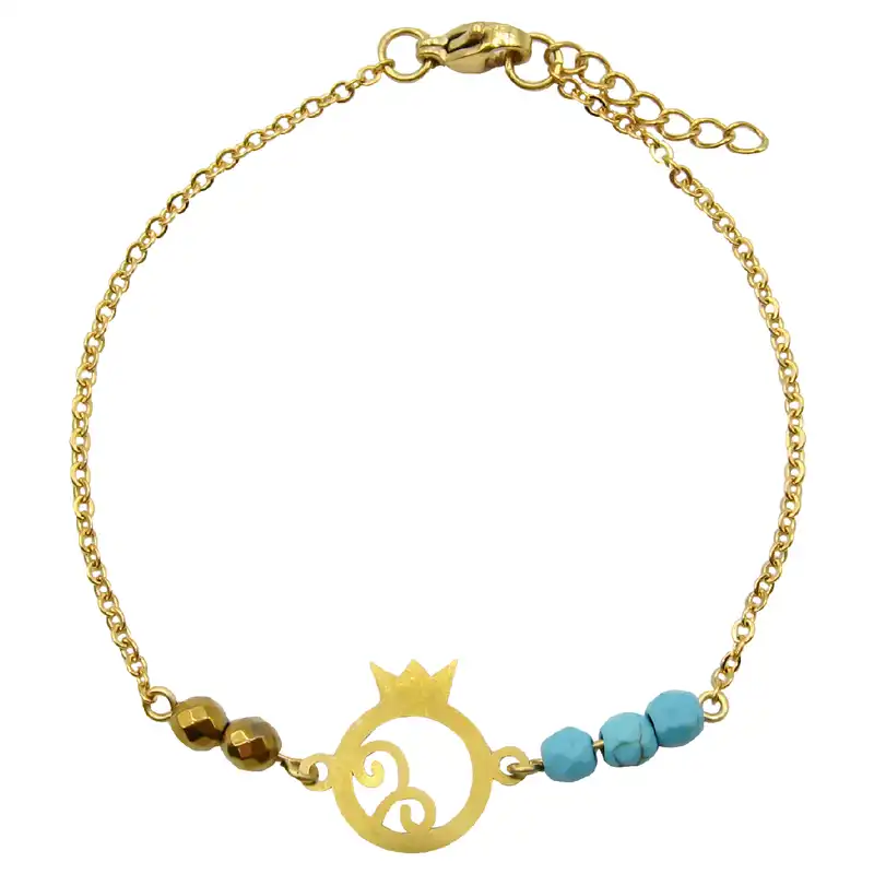 دستبند طلا 18 عیار زنانه مانچو طرح انار یلدا کد bfg176