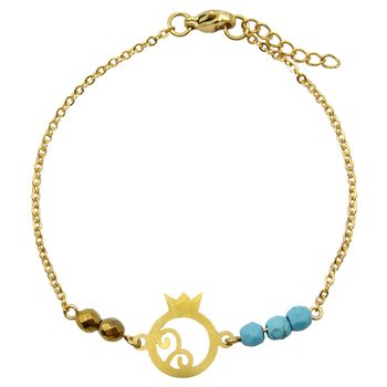 دستبند طلا 18 عیار زنانه مانچو طرح انار یلدا کد bfg176