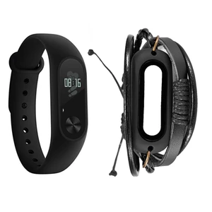 مچ بند هوشمند شیائومی مدل Mi Band 2 به همراه بند چرمی Fantasy سایز mm  158-205