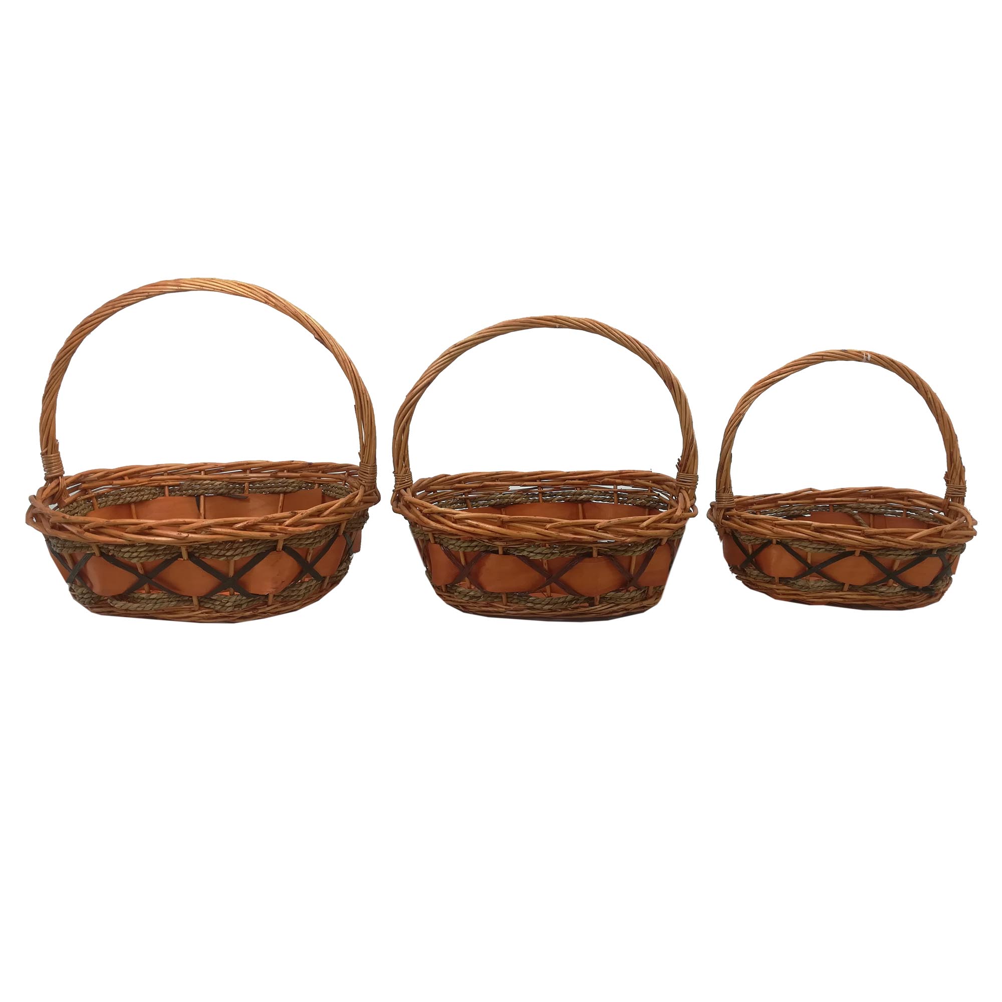 سبد حصیربافی کد N138 مجموعه 3 عددی