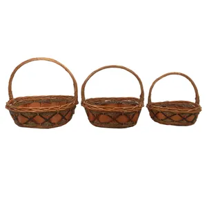 سبد حصیربافی کد N138 مجموعه 3 عددی