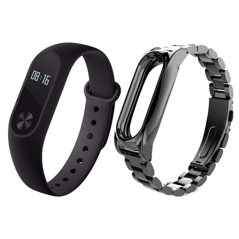 مچ بند هوشمند شیائومی مدل Mi Band 2 به همراه بند Stainless Steel سایز mm 158-205