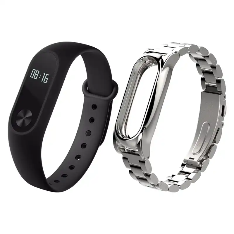مچ بند هوشمند شیائومی مدل Mi Band 2 به همراه بند Stainless Steel سایز mm 158-205