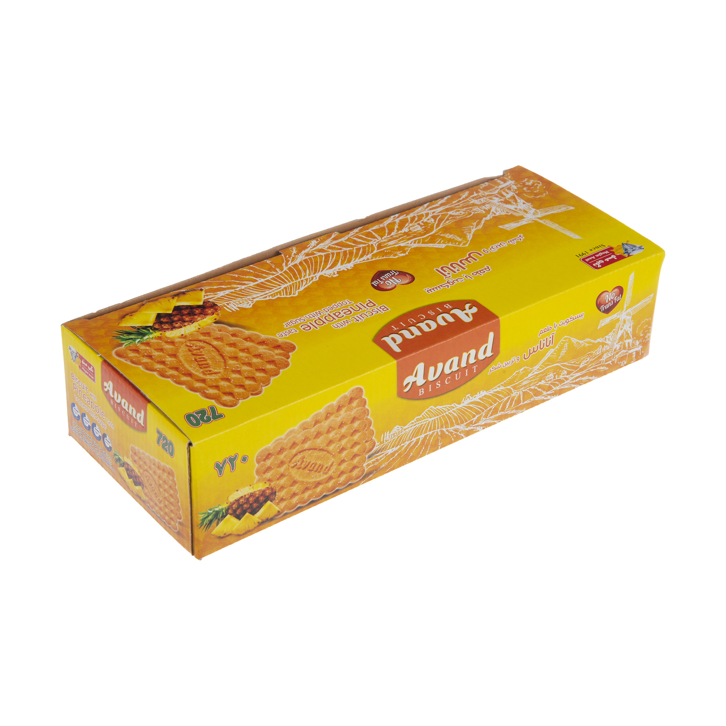 بیسکویت آوند با طعم آناناس و تزیین شکر مقدار 700 گرم