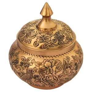 قندان قلمزنی طرح گل و مرغ کد 01
