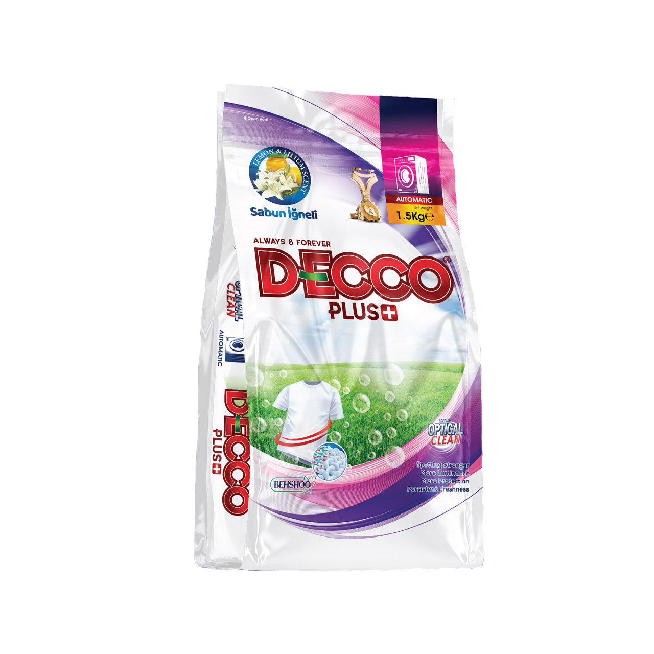 پودر لباسشویی دکوپلاس+ مدل optical clean وزن 1500 گرم