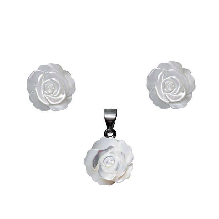 نیم ست نقره زنانه طرح گل مدل CAHA05