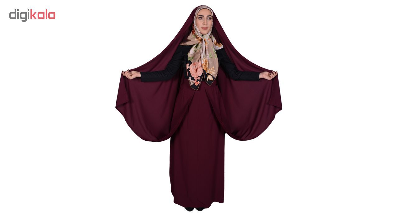 چادر قجری شهر حجاب کد 01 رنگ زرشکی -  - 2
