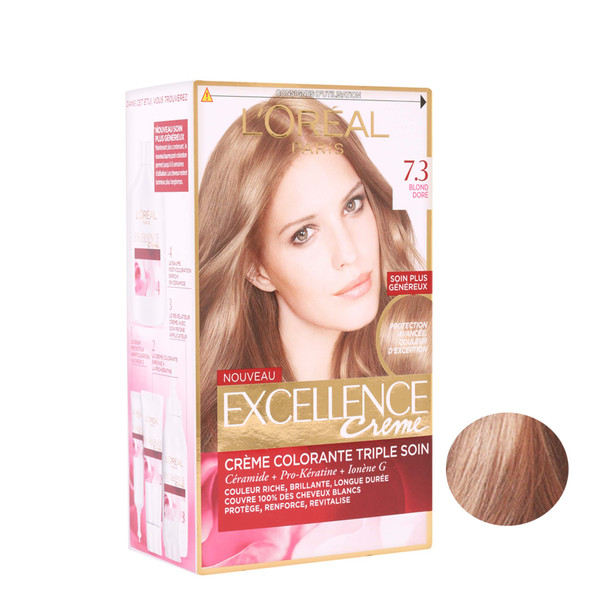 کیت رنگ مو لورآل سری Excellence شماره 7.3 حجم 48 میلی لیتر رنگ بلوند طلایی تیره