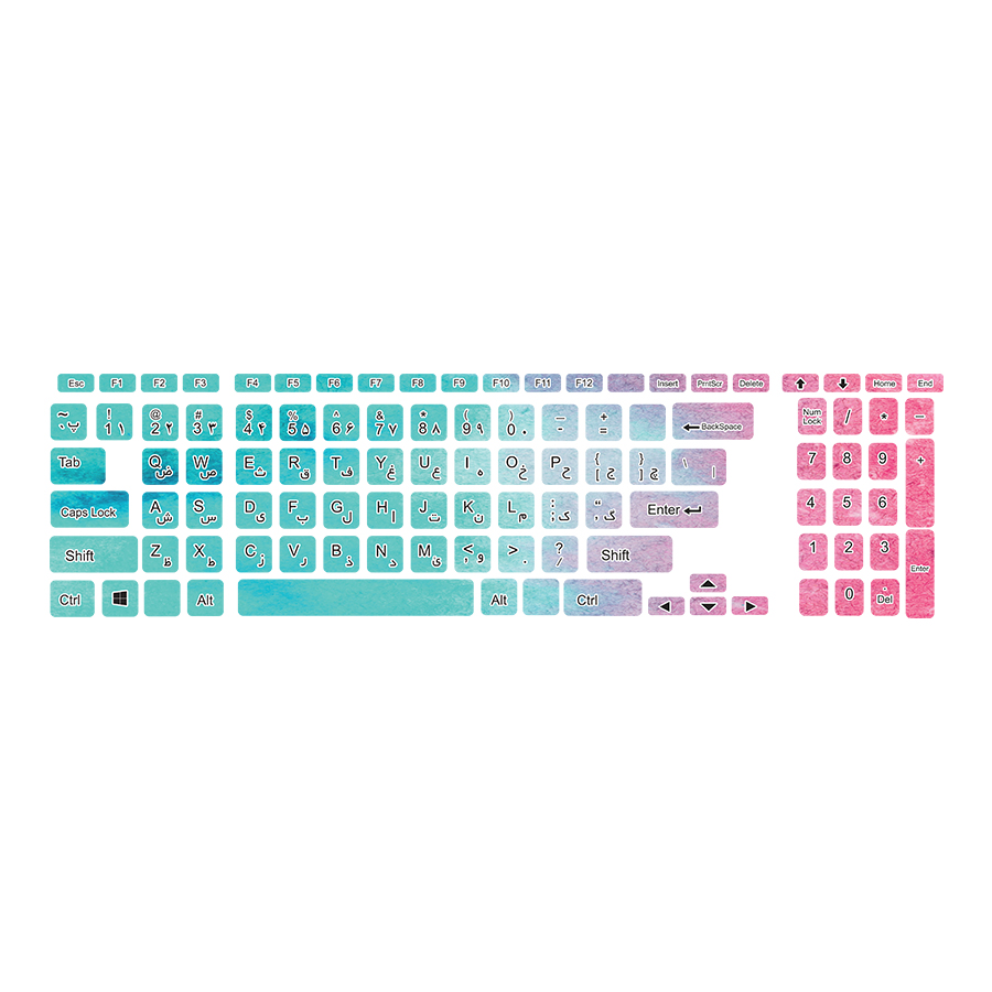 برچسب حروف فارسی کیبورد طرح colorful کد 19