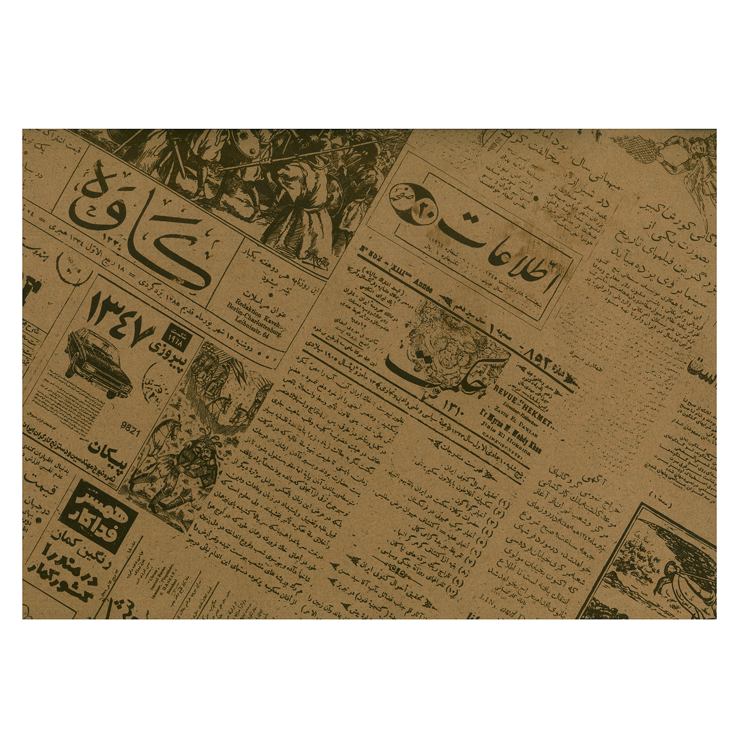 کاغذ کادو طرح روزنامه اطلاعات بسته 2 عددی