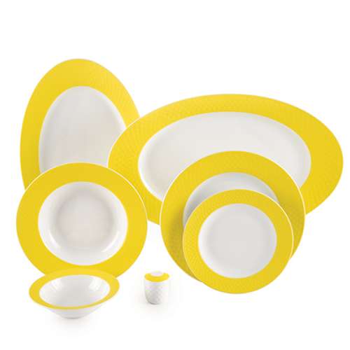 سرویس غذاخوری 28 پارچه چینی زرین ایران سری رادیانس مدل آفتاب درجه عالی