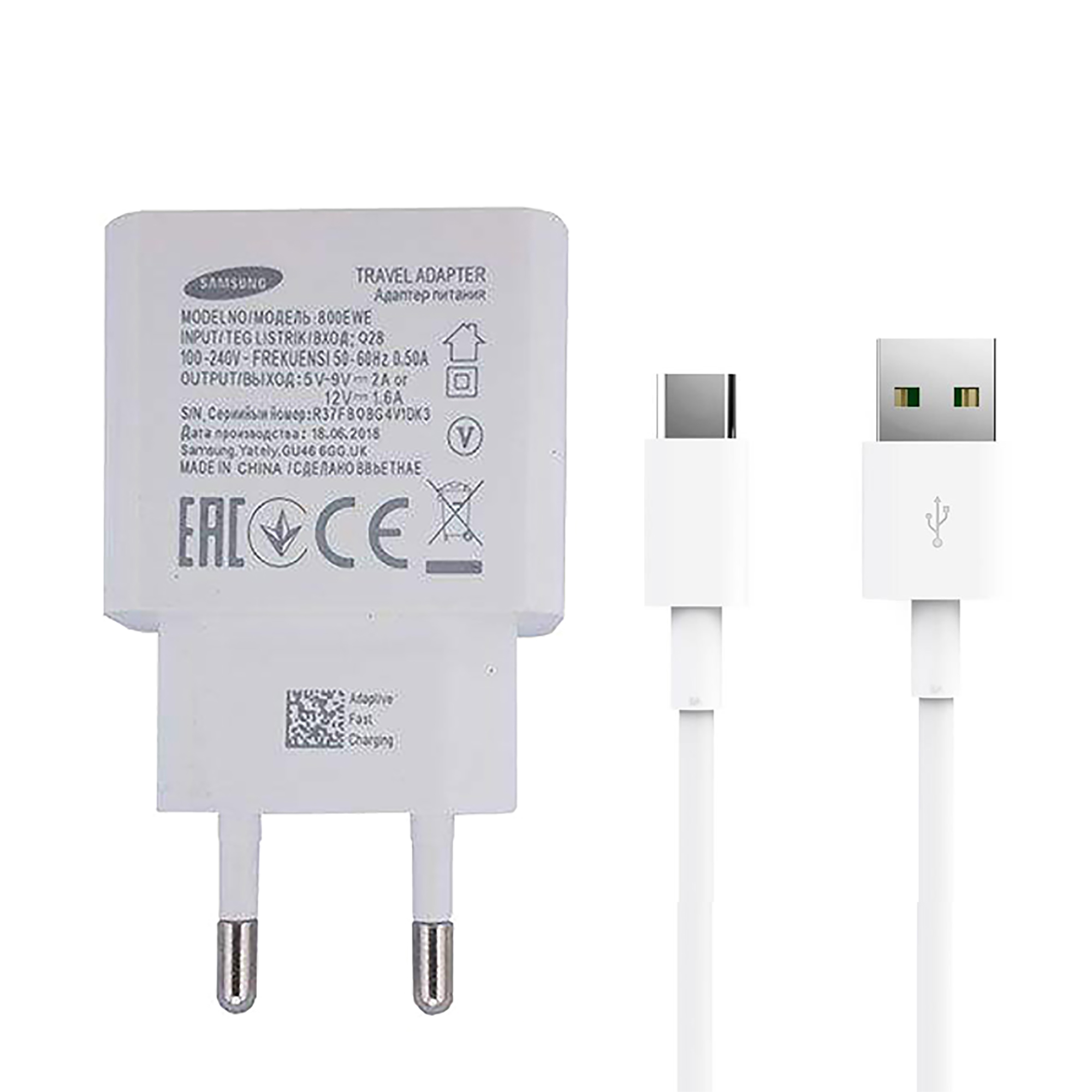 شارژر دیواری مدل 800EWE به همراه کابل تبدیل USB-C