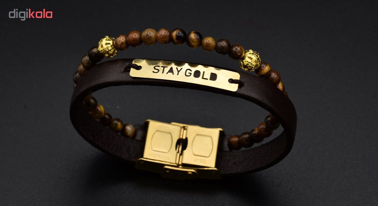 دستبند طلا 18 عیار زنانه آمانژ طرح STAY GOLD کد 661D3080