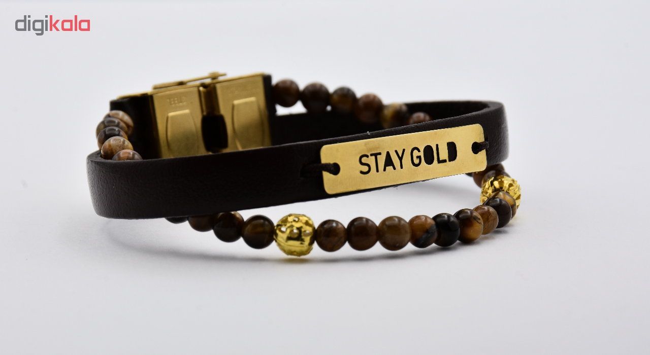 دستبند طلا 18 عیار زنانه آمانژ طرح STAY GOLD کد 661D3080