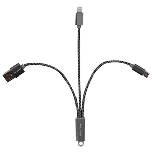 کابل تبدیل USB به Microusb / لایتنینگ مدل KD-22 طول 0.25 متر