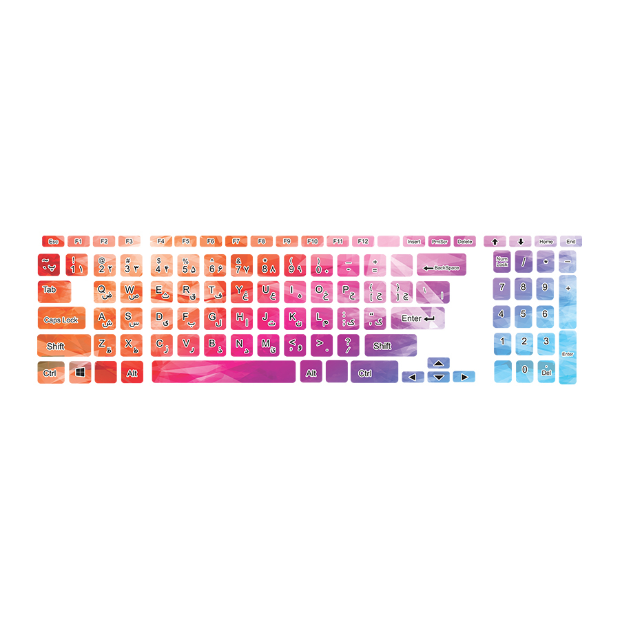 برچسب حروف فارسی کیبورد طرح colorful کد 30