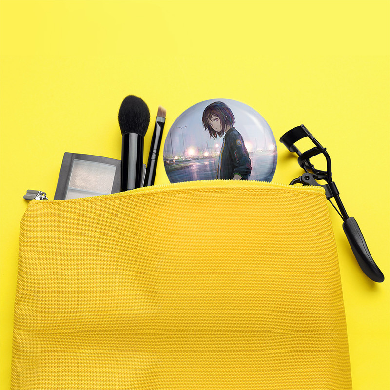 آینه جیبی خندالو مدل دختر انیمه ای  کد 18093