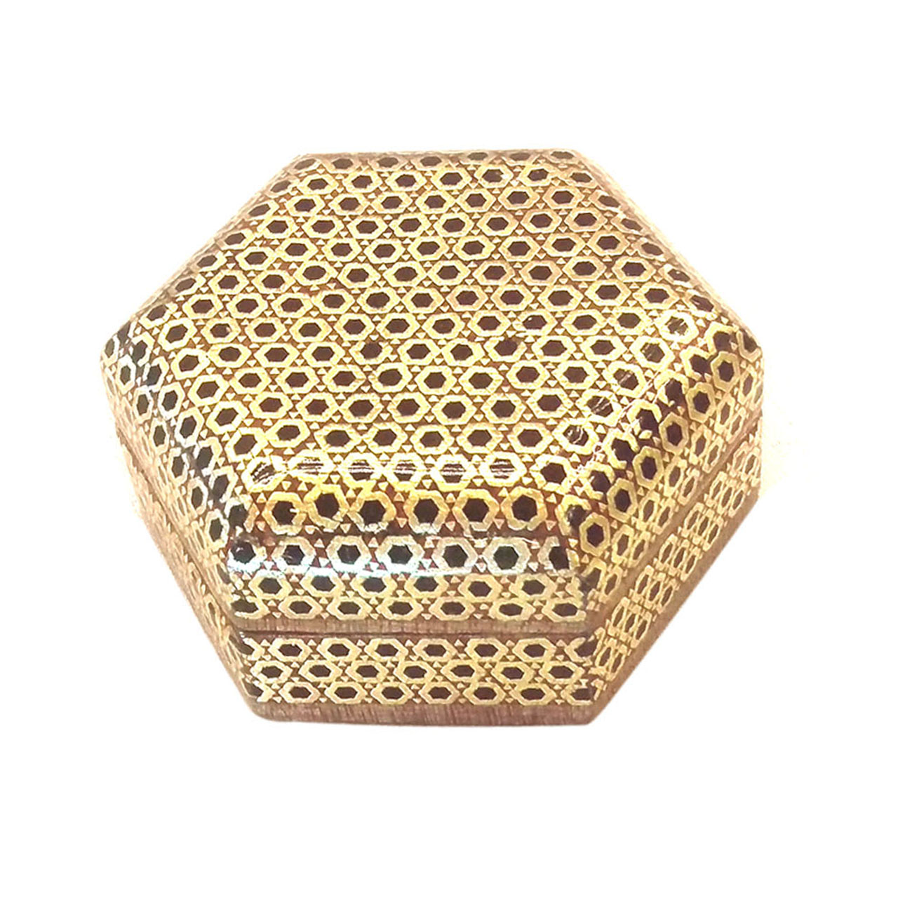 جعبه خاتم لوح هنر طرح شش ضلعی کد 1013 سایز 5×12×12