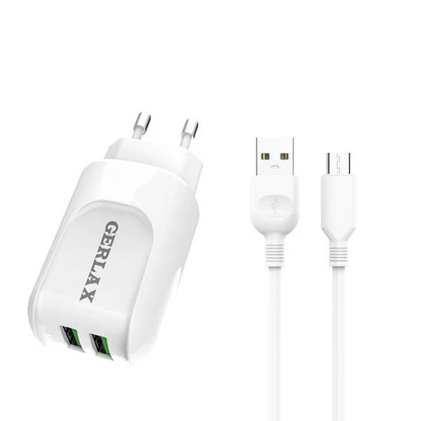 شارژر دیواری جرلکس مدل GA-05 به همراه کابل تبدیل microUSB
