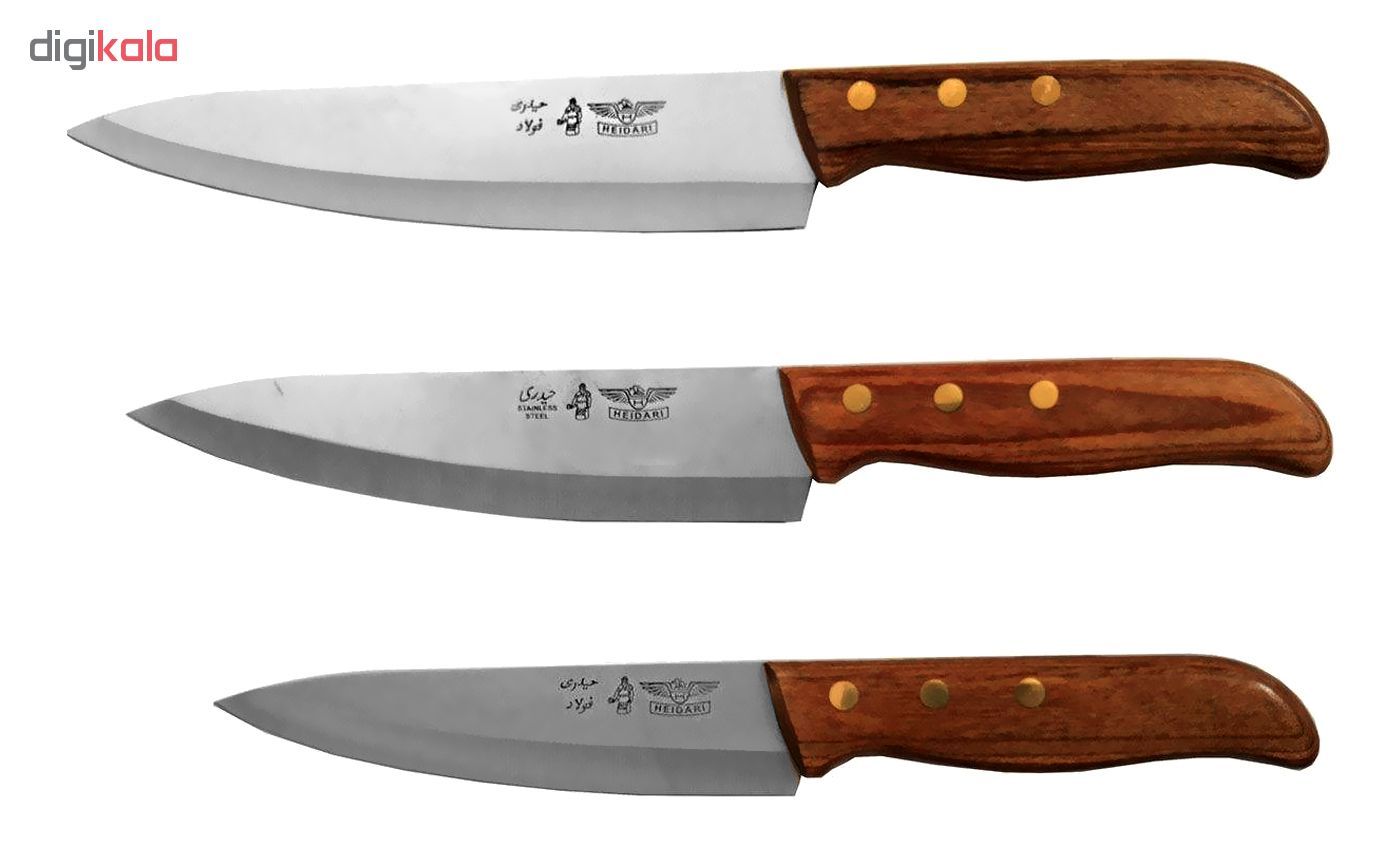 سرویس چاقو آشپزخانه 3 پارچه حیدری مدل HW-02